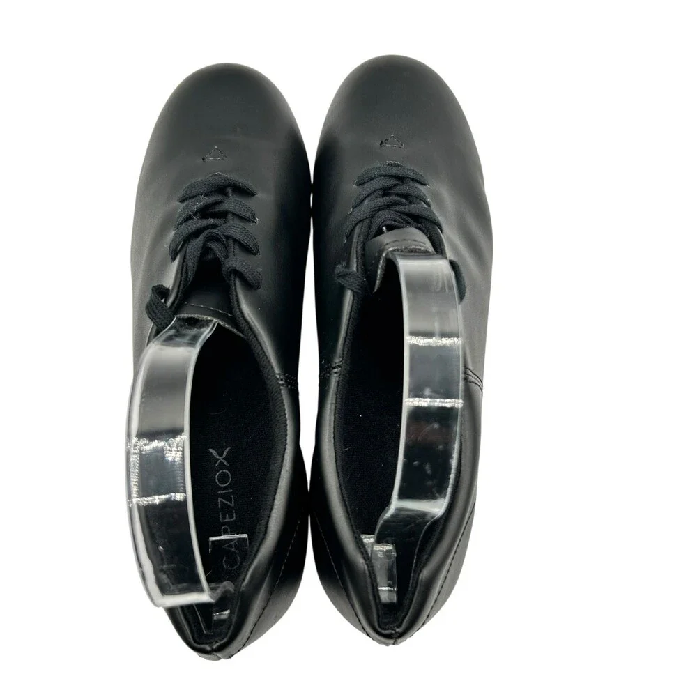 Capezio CG17 Black Leather Lace Up Tap Dance Shoes Women's Size 10 Wide
